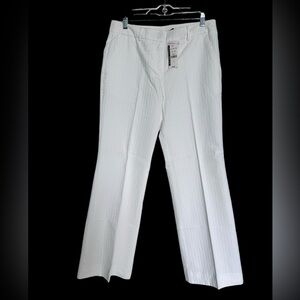 New York & Company White Ribbed Cotton Straight Leg Pants Size 6